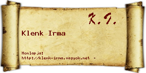 Klenk Irma névjegykártya