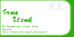 irma klenk business card